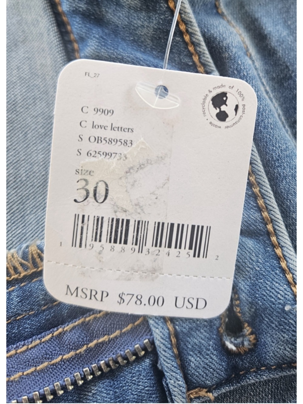 NWT We The Free Just Float On Flare Bell Bottom Jeans in Love Letters Size 30 - Picture 6 of 8